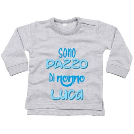 Felpa neonato personalizzata con nome sono pazzo di nonno...