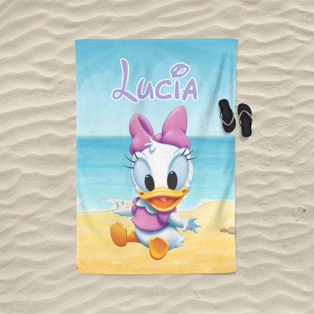Telo mare personalizzato con nome baby paperina Cartoon