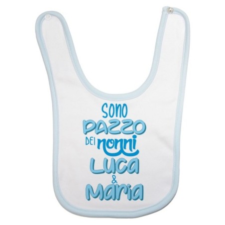 Bavaglino neonato personalizzato con nome sono pazzo di nonno dei nonni Per i nonni