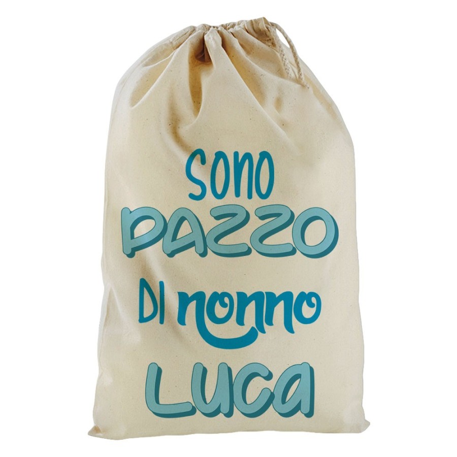 Sacchetto nascita bimbo personalizzato con nome sono pazzo di nonno dei nonni Per i nonni