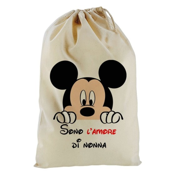 Sacchetto nascita bimbo personalizzabile con nome sono l'amore di nonno dei nonni con topolino Per i nonni