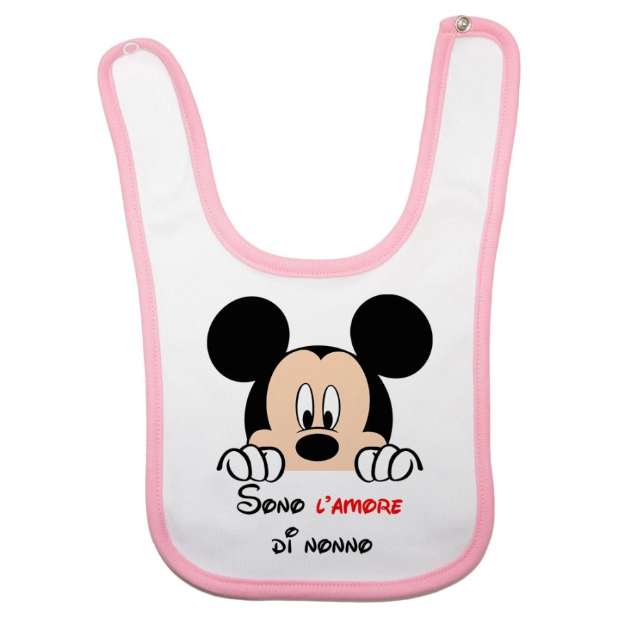Bavaglino neonato personalizzabile con nome sono l'amore di nonno dei nonni con topolino Per i nonni
