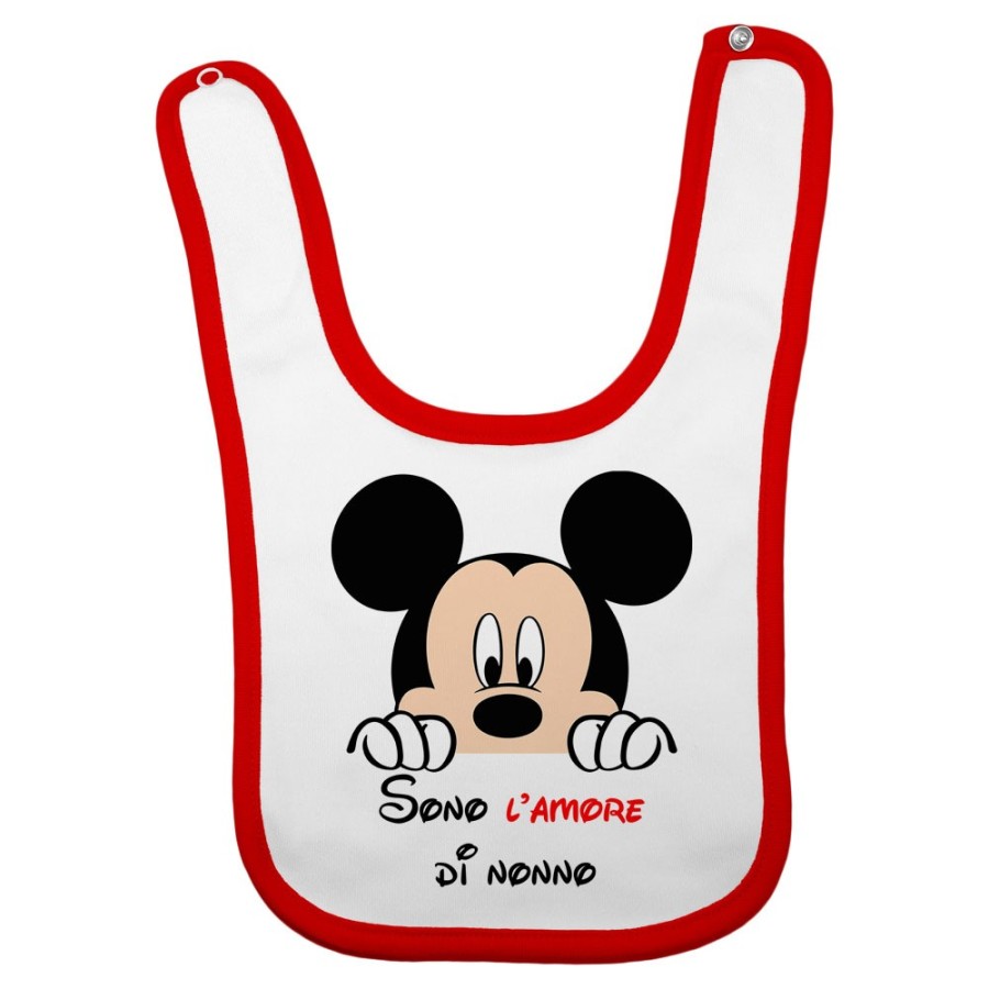 Bavaglino neonato personalizzabile con nome sono l'amore di nonno dei nonni con topolino Per i nonni