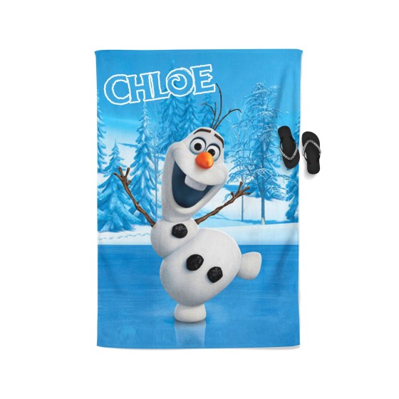 Telo mare personalizzato con nome olaf Cartoon