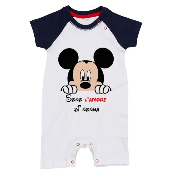 Pagliaccetto neonato personalizzabile con nome sono l'amore di nonno dei nonni con topolino Per i nonni
