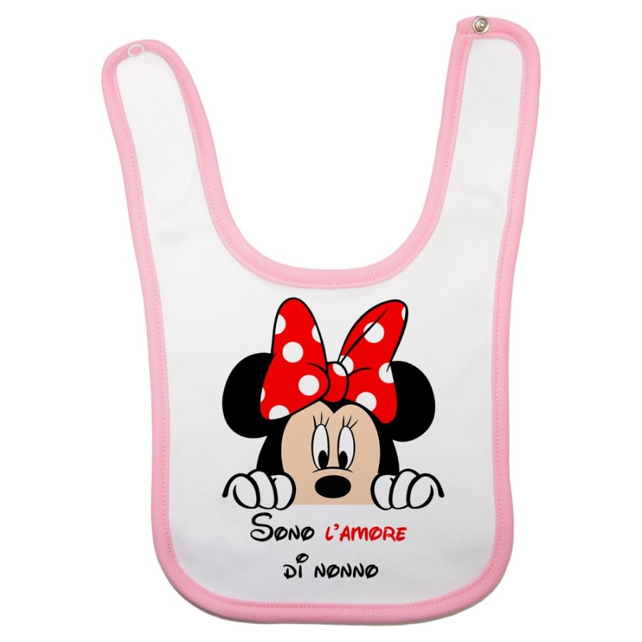 Bavaglino neonato personalizzabile con nome sono l'amore di nonno dei nonni con minnie Per i nonni