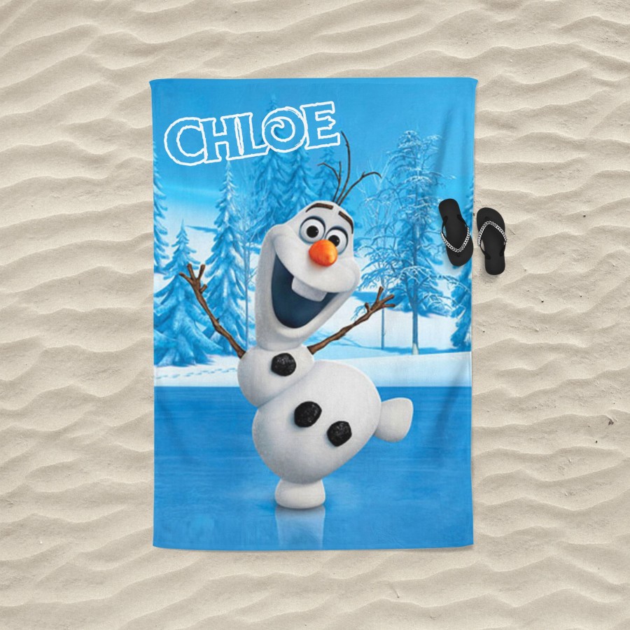 Telo mare personalizzato con nome olaf Cartoon