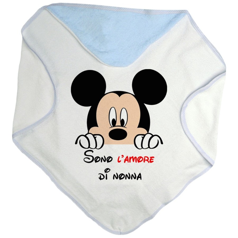 Accappatoio neonato personalizzabile con nome sono l'amore di nonno dei nonni con topolino Per i nonni