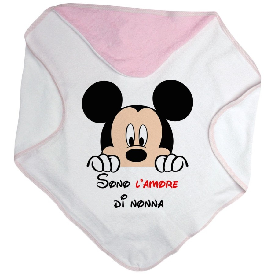 Accappatoio neonato personalizzabile con nome sono l'amore di nonno dei nonni con topolino Per i nonni