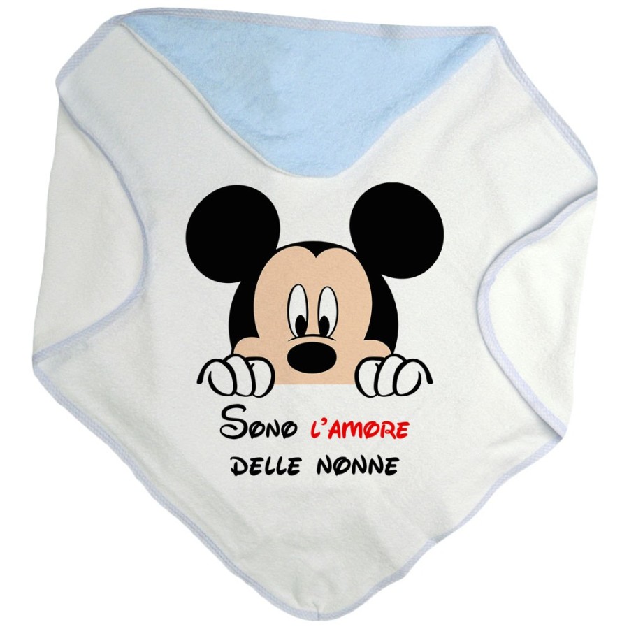 Accappatoio neonato personalizzabile con nome sono l'amore di nonno dei nonni con topolino Per i nonni