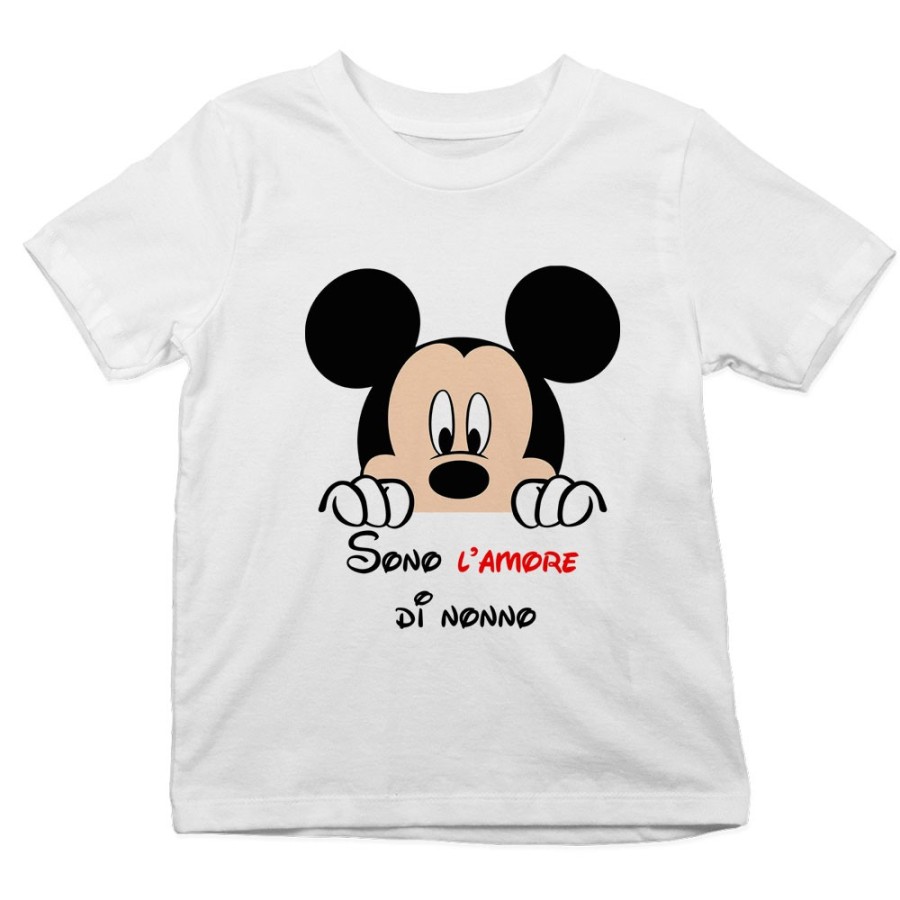 T-shirt bambino personalizzabile con nome sono l'amore di nonno dei nonni con topolino Per i nonni