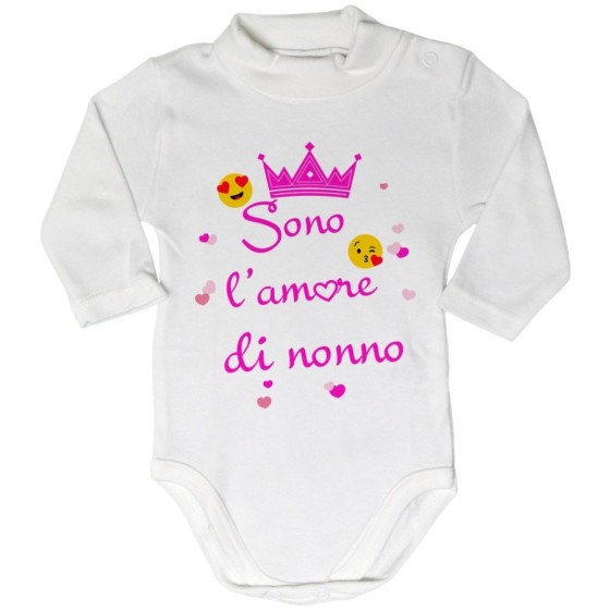 Body lupetto neonato sono l'amore di nonno dei nonni con corona e cuoricini Per i nonni