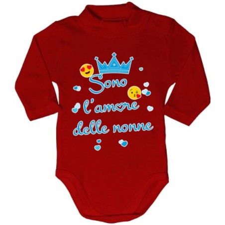 Body lupetto neonato sono l'amore di nonno dei nonni con corona e cuoricini Per i nonni
