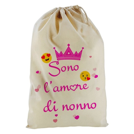 Sacchetto nascita bimbo sono l'amore di nonno dei nonni con corona e cuoricini Per i nonni