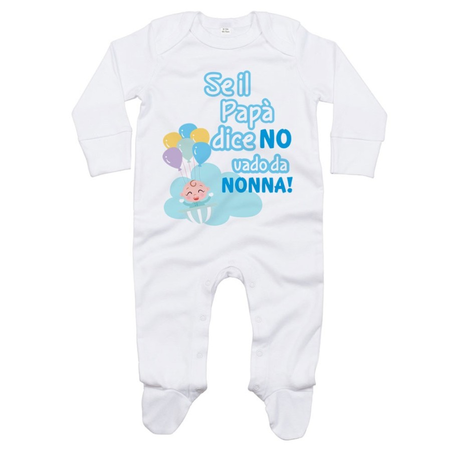 Tutina neonato personalizzabile con nome se il papà dice di no vado dal nonno dai nonni Per i nonni