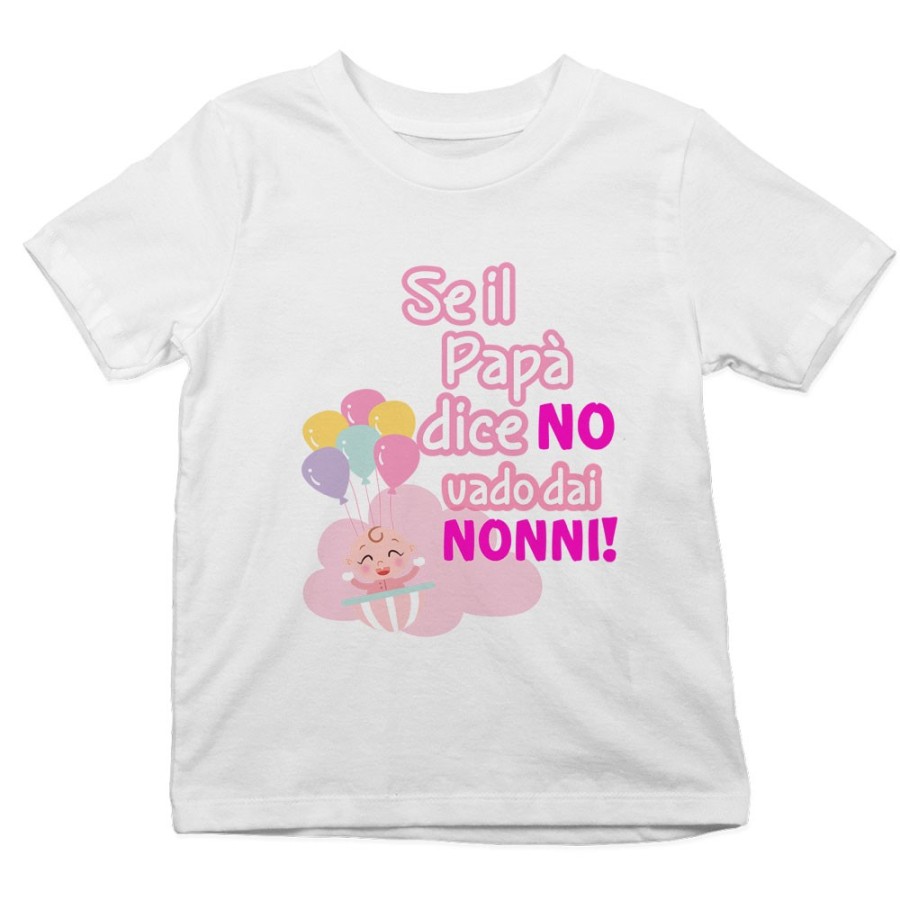 T-shirt bambino personalizzabile con nome se il papà dice di no vado dal nonno dai nonni Per i nonni