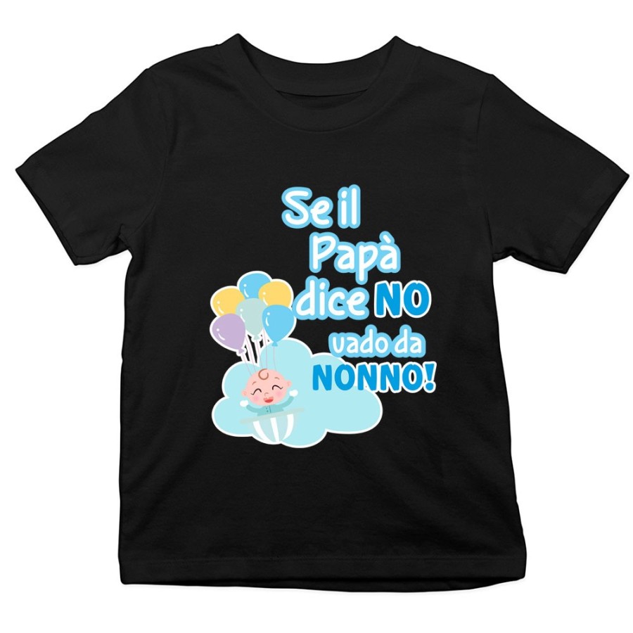 T-shirt bambino personalizzabile con nome se il papà dice di no vado dal nonno dai nonni Per i nonni