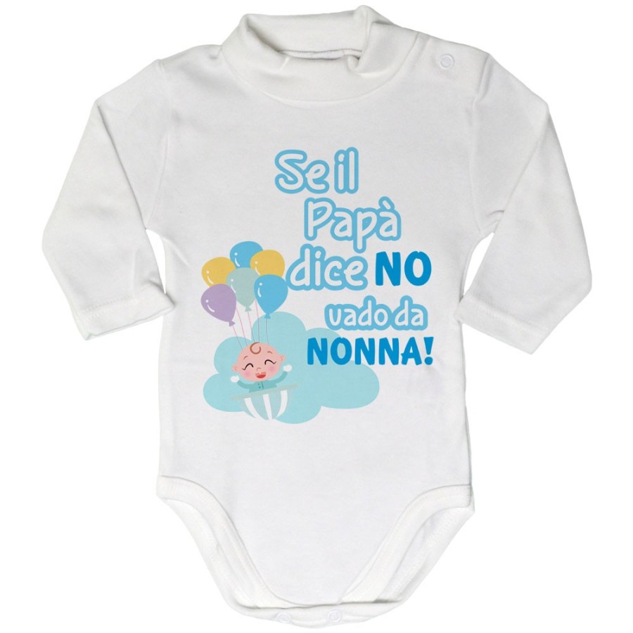 Body lupetto neonato personalizzabile con nome se il papà dice di no vado dal nonno dai nonni Per i nonni