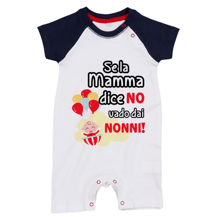 Pagliaccetto neonato personalizzabile con nome se la mamma dice di no vado dal nonno dai nonni Per i nonni