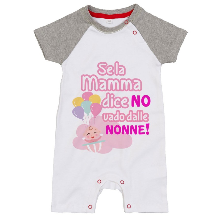 Pagliaccetto neonato personalizzabile con nome se la mamma dice di no vado dal nonno dai nonni Per i nonni