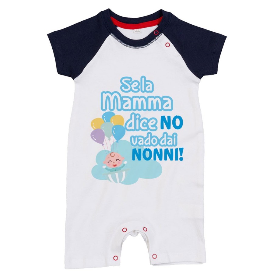 Pagliaccetto neonato personalizzabile con nome se la mamma dice di no vado dal nonno dai nonni Per i nonni