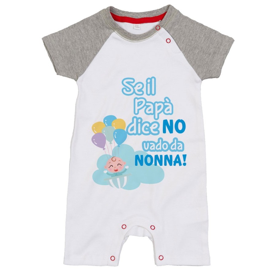 Pagliaccetto neonato personalizzabile con nome se il papà dice di no vado dal nonno dai nonni Per i nonni