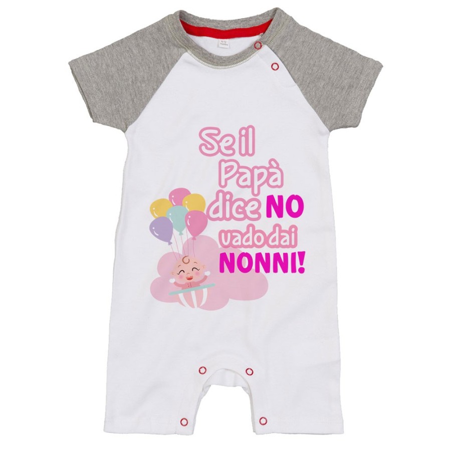 Pagliaccetto neonato personalizzabile con nome se il papà dice di no vado dal nonno dai nonni Per i nonni
