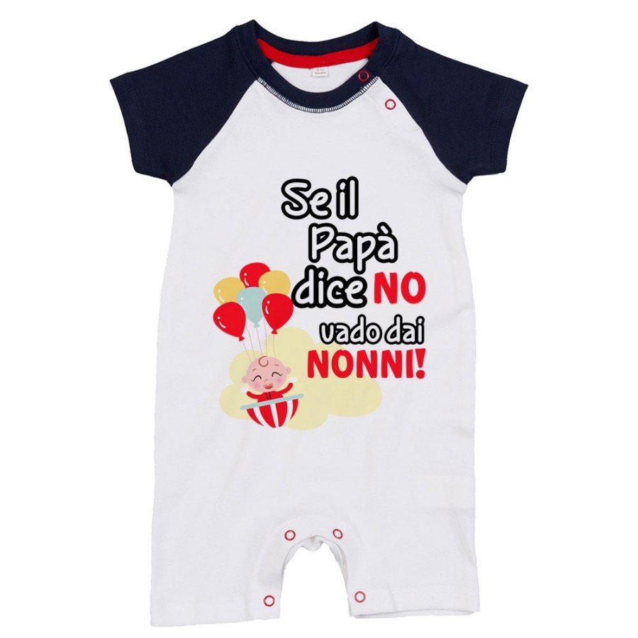 Pagliaccetto neonato personalizzabile con nome se il papà dice di no vado dal nonno dai nonni Per i nonni