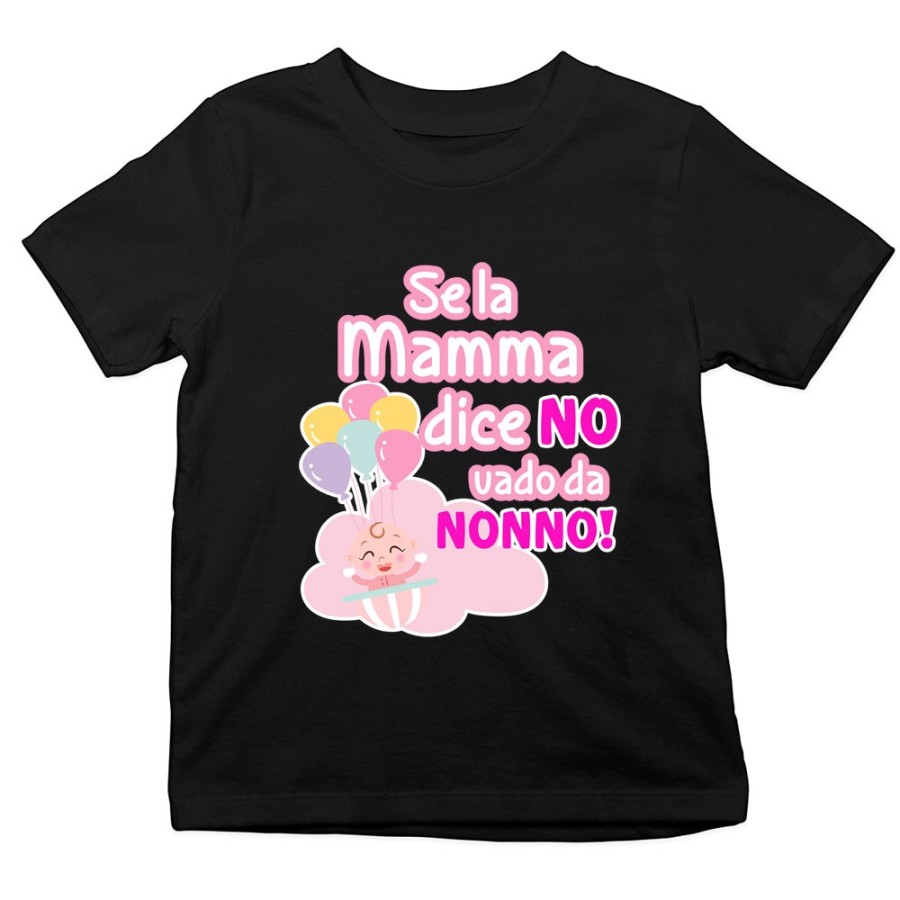 T-shirt bambino personalizzabile con nome se la mamma dice di no vado dal nonno dai nonni Per i nonni