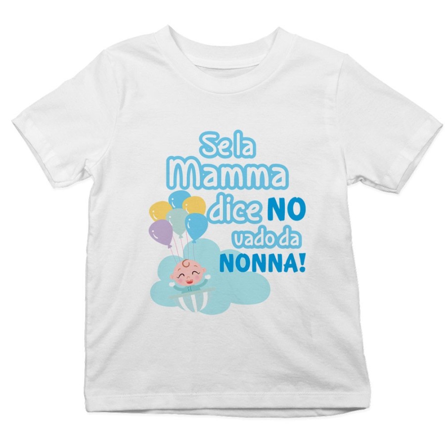 T-shirt bambino personalizzabile con nome se la mamma dice di no vado dal nonno dai nonni Per i nonni