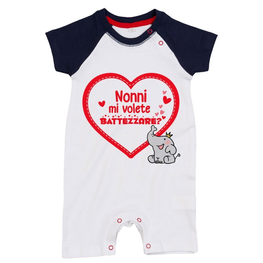 Pagliaccetto neonato personalizzabile con nome nonno nonni mi volete battezzare? Per i nonni