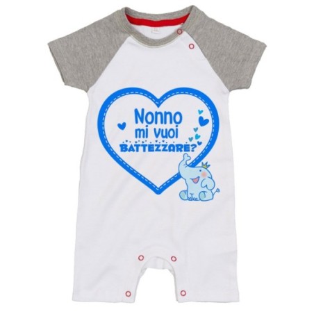 Pagliaccetto neonato personalizzabile con nome nonno nonni mi volete battezzare? Per i nonni