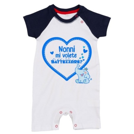 Pagliaccetto neonato personalizzabile con nome nonno nonni mi volete battezzare? Per i nonni