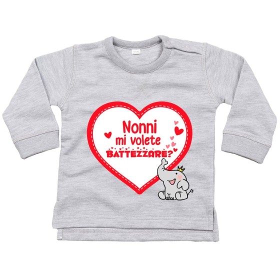 Felpa neonato personalizzabile con nome nonno nonni mi volete battezzare? Per i nonni