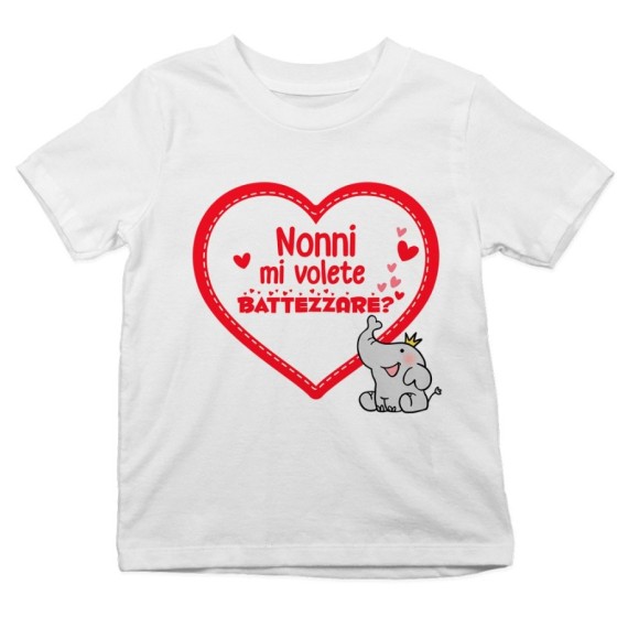 T-shirt bambino personalizzabile con nome nonno nonni mi volete battezzare? Per i nonni