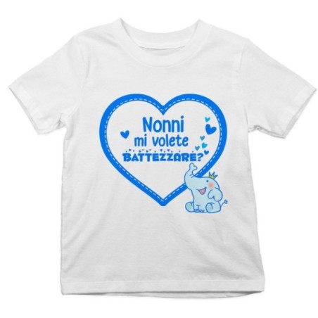 T-shirt bambino personalizzabile con nome nonno nonni mi volete battezzare? Per i nonni