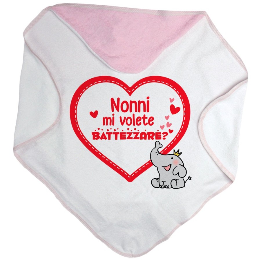 Accappatoio neonato personalizzabile con nome nonno nonni mi volete battezzare? Per i nonni