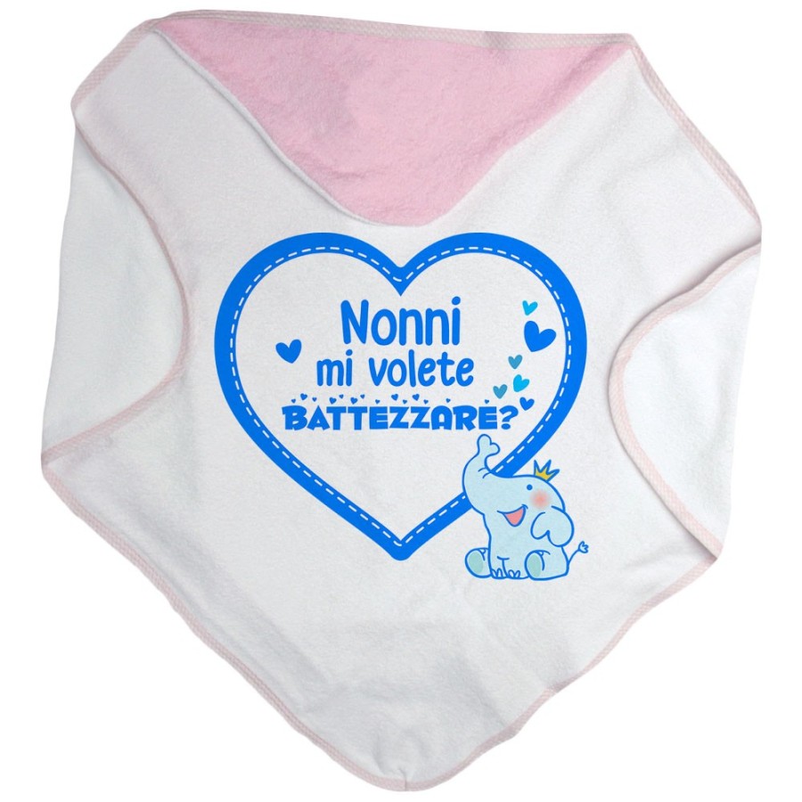 Accappatoio neonato personalizzabile con nome nonno nonni mi volete battezzare? Per i nonni