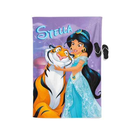 Telo mare personalizzato con nome jasmine con tigre Cartoon