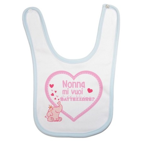Bavaglino neonato personalizzabile con nome nonno nonni mi volete battezzare? Per i nonni