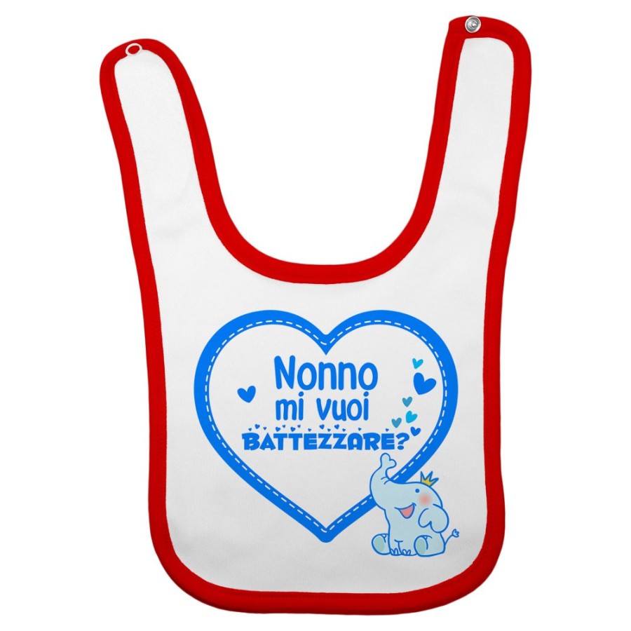 Bavaglino neonato personalizzabile con nome nonno nonni mi volete battezzare? Per i nonni