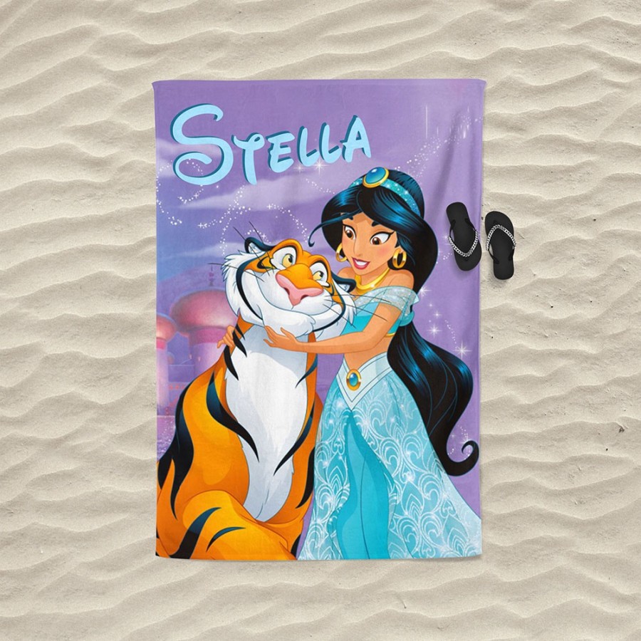 Telo mare personalizzato con nome jasmine con tigre Cartoon