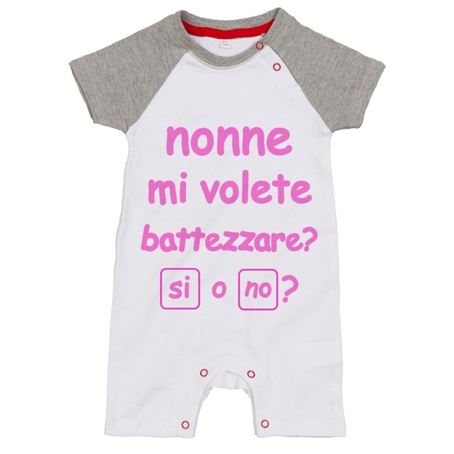 Pagliaccetto neonato personalizzabile con nome nonno nonni mi volete battezzare? Per i nonni