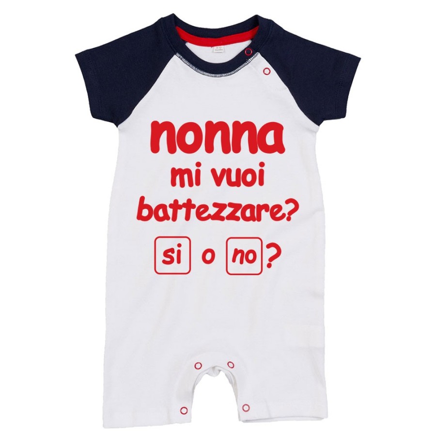 Pagliaccetto neonato personalizzabile con nome nonno nonni mi volete battezzare? Per i nonni