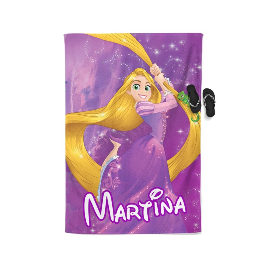 Telo mare personalizzato con nome rapunzel Cartoon