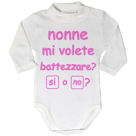 Body lupetto neonato personalizzabile con nome nonno nonni mi volete battezzare? Per i nonni