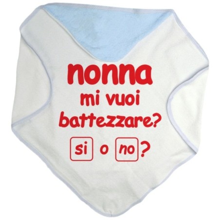 Accappatoio neonato personalizzabile con nome nonno nonni mi volete battezzare? Per i nonni