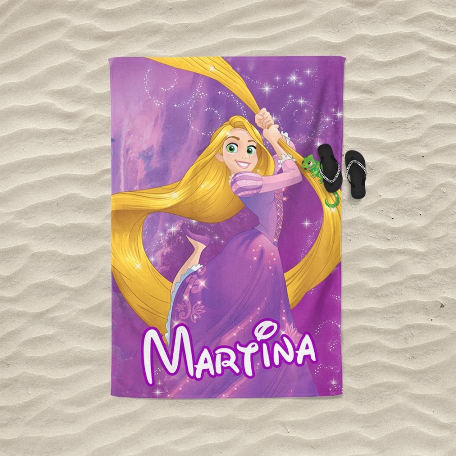 Telo mare personalizzato con nome rapunzel Cartoon