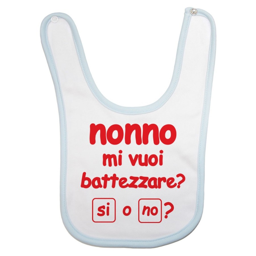Bavaglino neonato personalizzabile con nome nonno nonni mi volete battezzare? Per i nonni