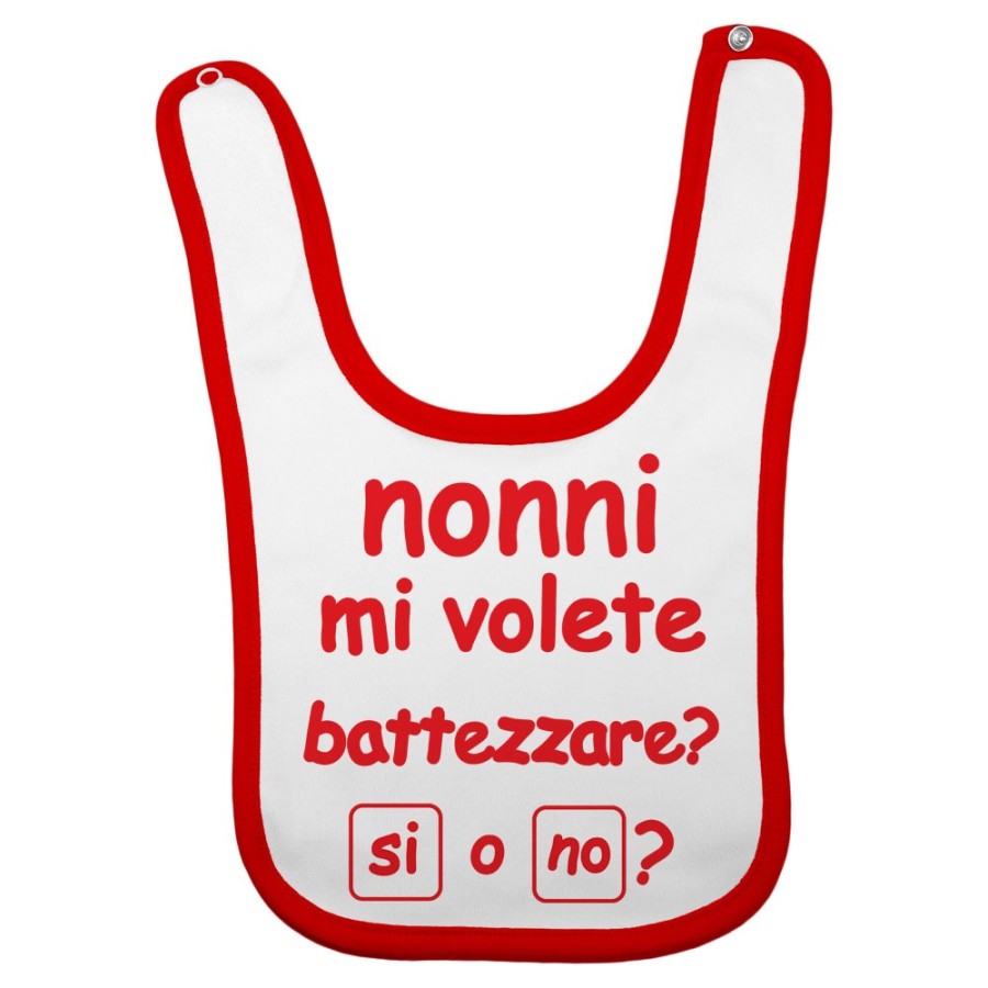 Bavaglino neonato personalizzabile con nome nonno nonni mi volete battezzare? Per i nonni